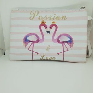 LOF Flamingo Cosmetic Bag with Strap New with Tags
